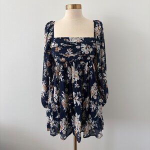 Abercrombie & Fitch Emerson Mini Dress In Navy Floral Size S